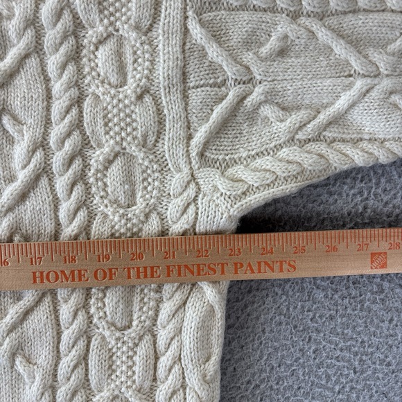Ralph Lauren LRL Fisherman Cardigan Mens Medium Cable Knit Chunky Wool Zip Ivory - Picture 5 of 11
